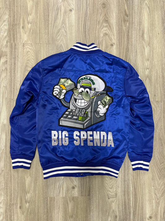 BS LOGO SATIN VARSITY JACKET BLUE/WHITE