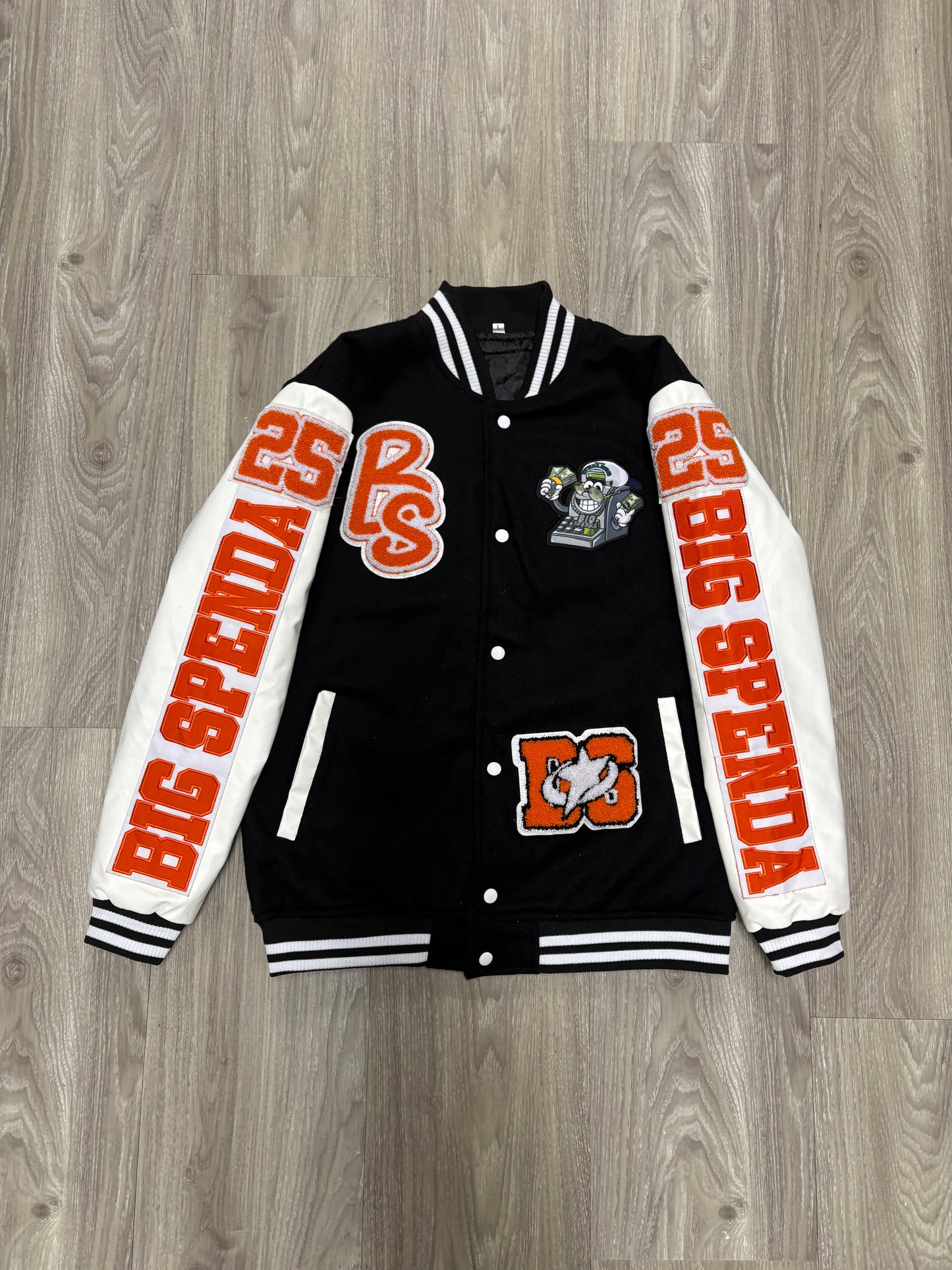 BS 25 LOGO VARSITY JACKET BLACK/ORANGE