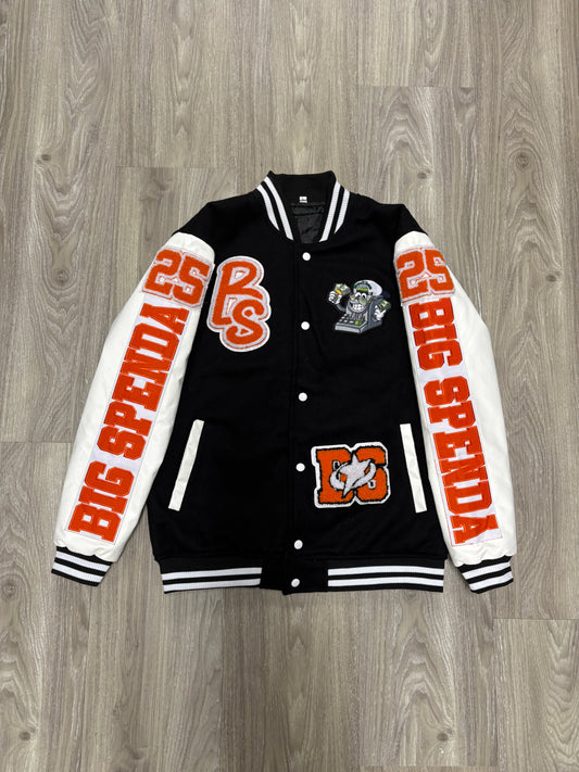 BS 25 LOGO VARSITY JACKET BLACK/ORANGE