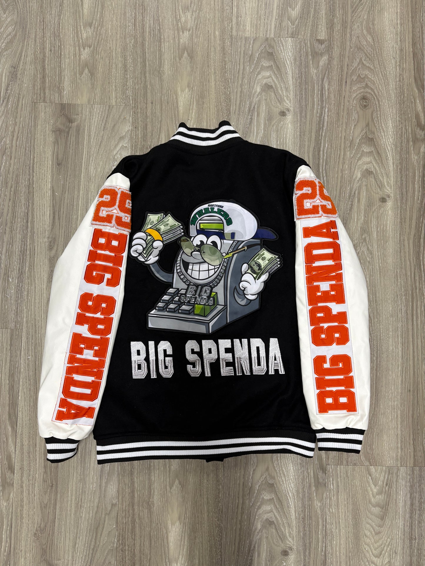 BS 25 LOGO VARSITY JACKET BLACK/ORANGE