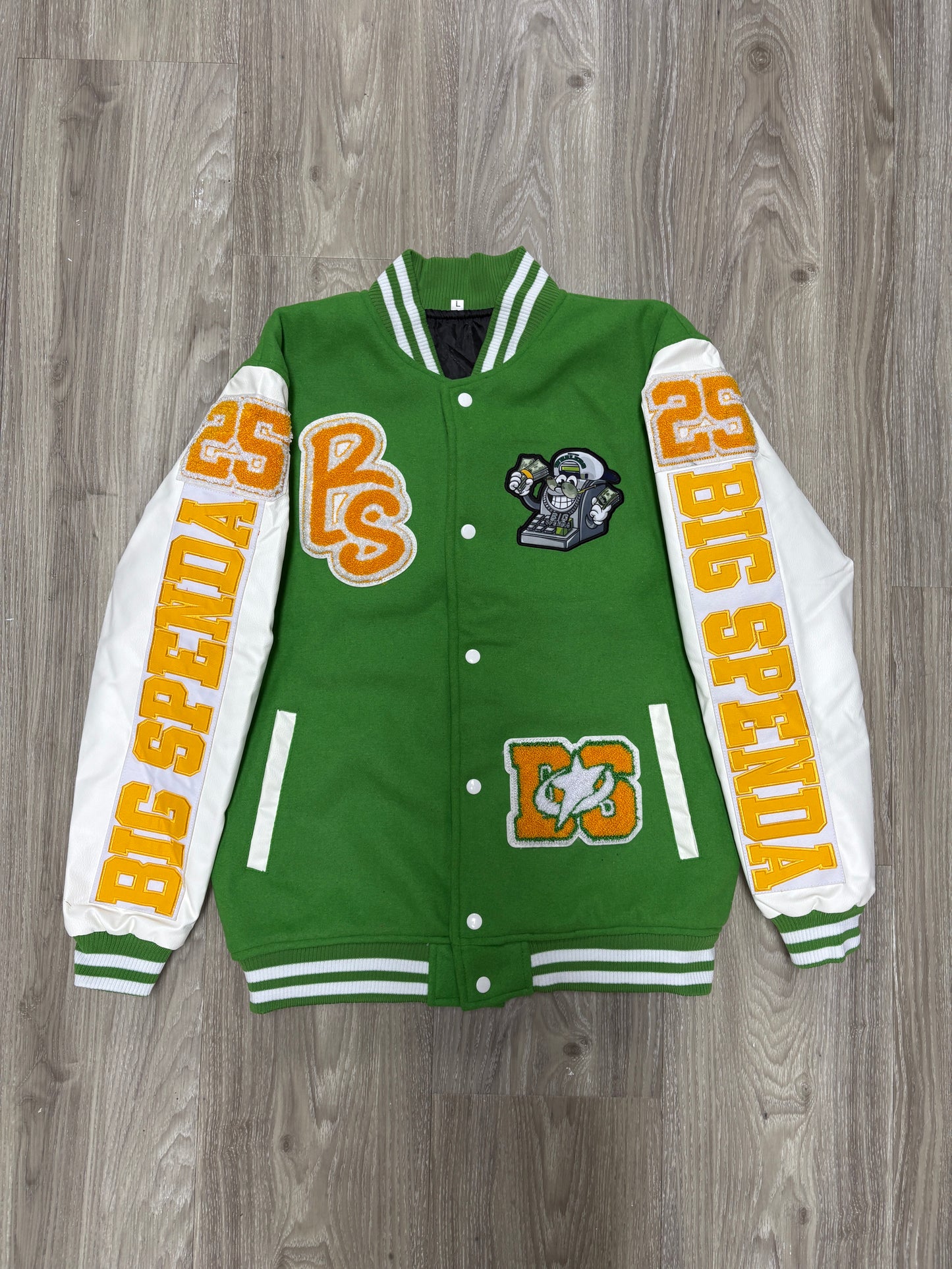 BS LOGO 25 VARSITY JACKET GREEN/YELLOW/WHITE