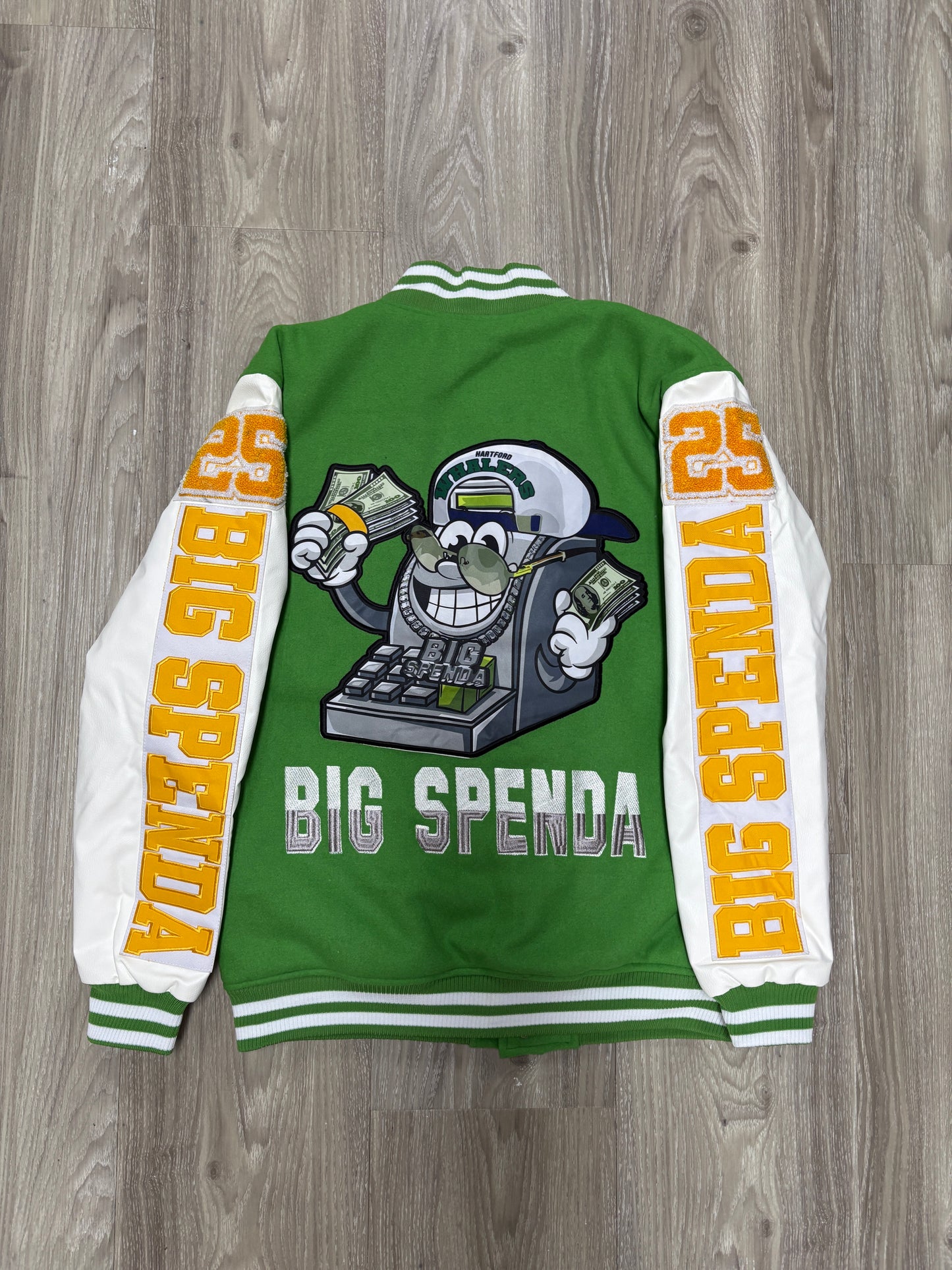 BS LOGO 25 VARSITY JACKET GREEN/YELLOW/WHITE