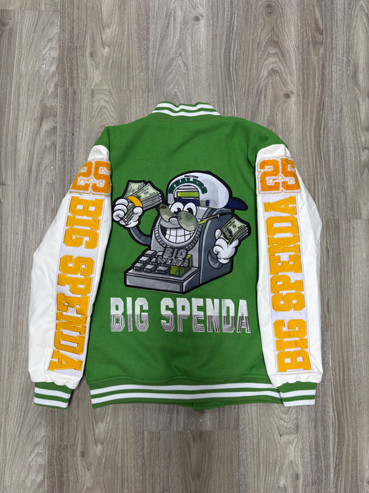 BS LOGO 25 VARSITY JACKET GREEN/YELLOW/WHITE