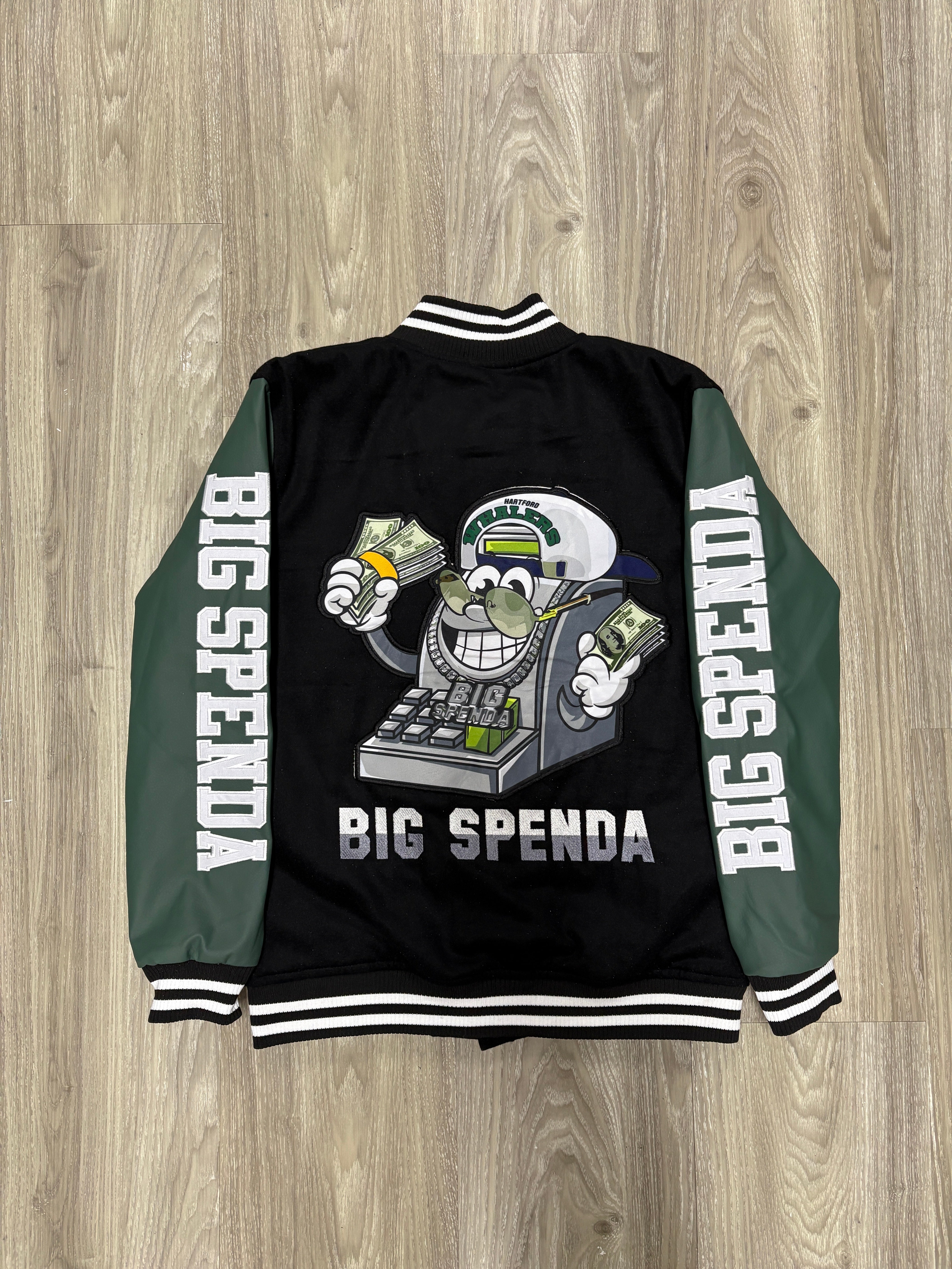 BS 2025 VARSITY JACKET BLACK/GREEN – Big Spenda